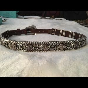Brighton Brown Leather And sterling silver Belt